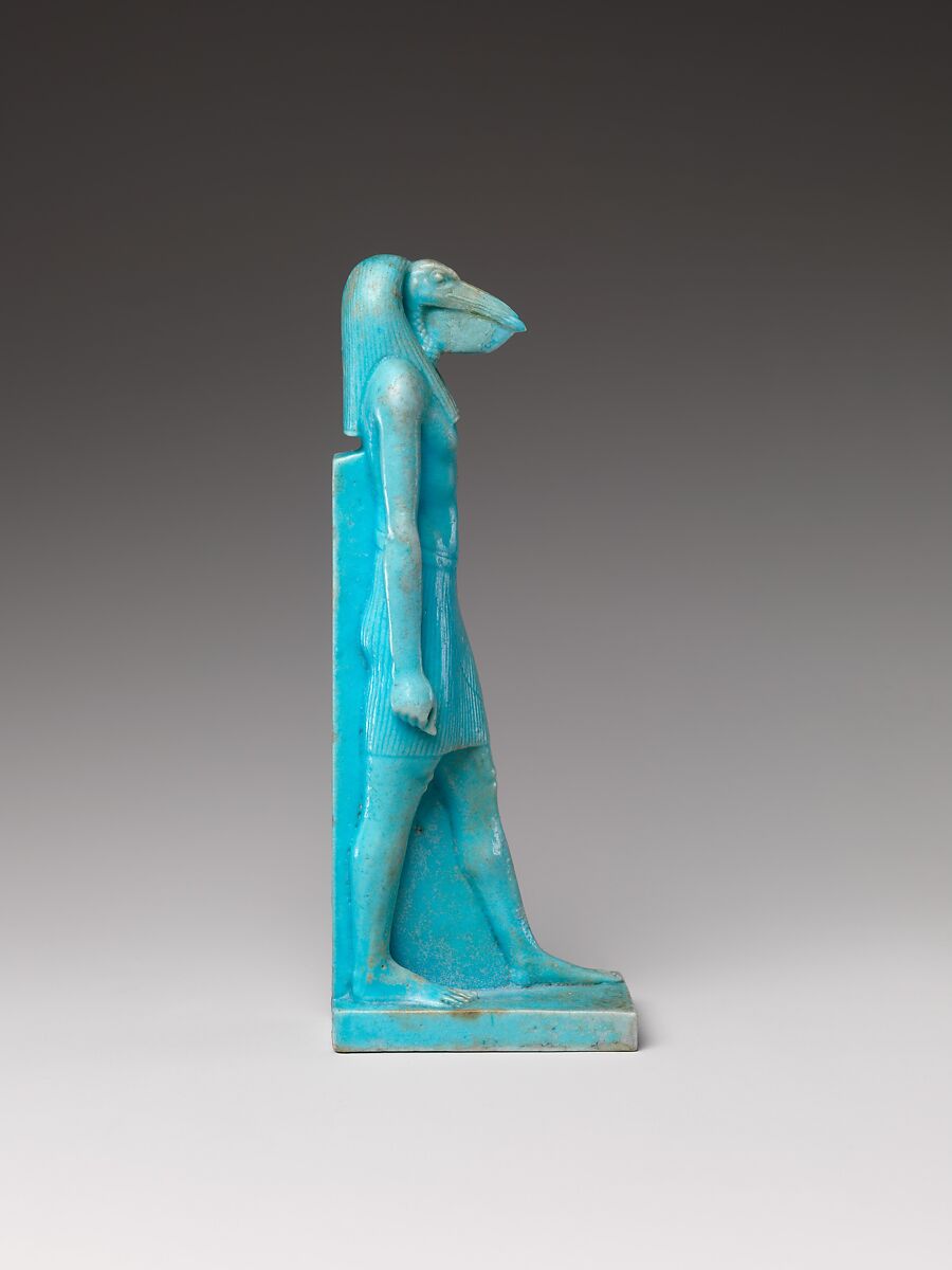 Striding Thoth, Faience