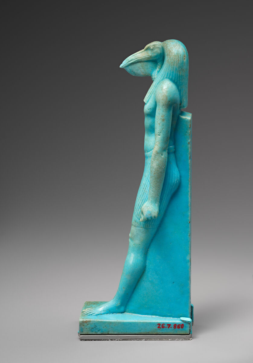 Striding Thoth, Faience