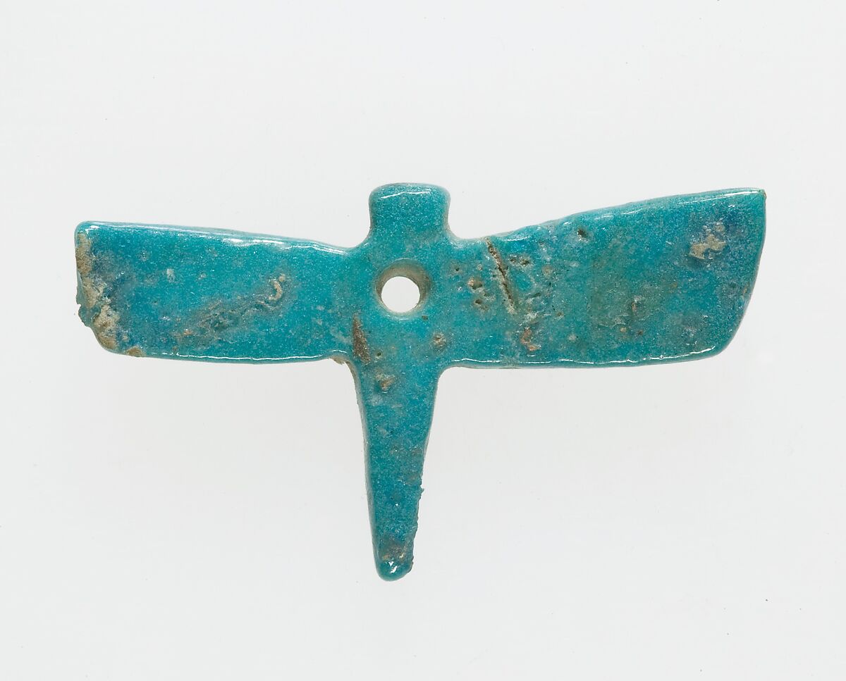 Dragonfly amulet, 
Faience, paint 