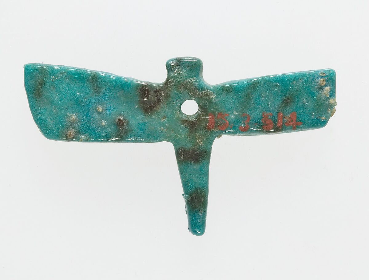 Dragonfly amulet, 
Faience, paint