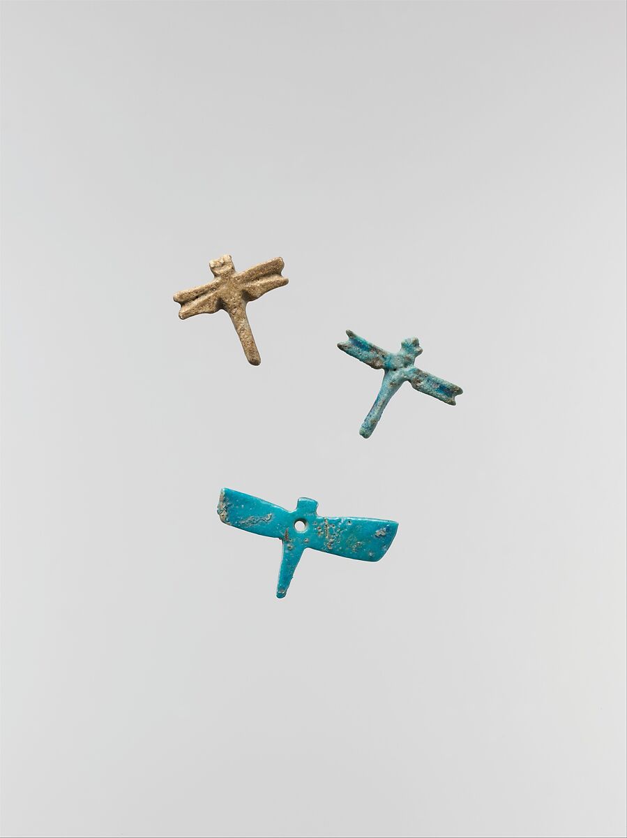 Dragonfly amulet, 
Faience, paint
