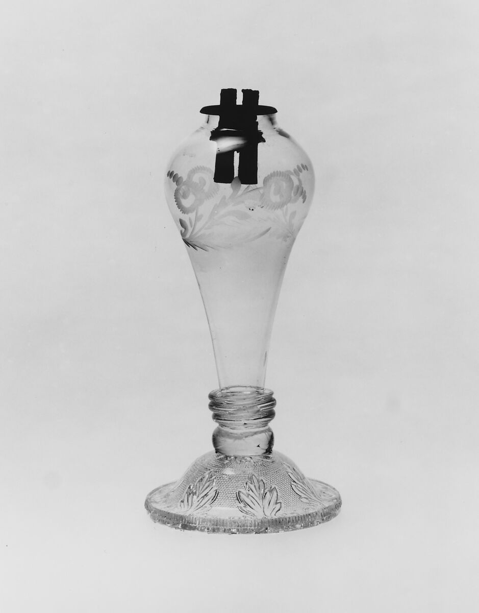 Whale Oil Lamp, Pressed and free-blown lead glass 