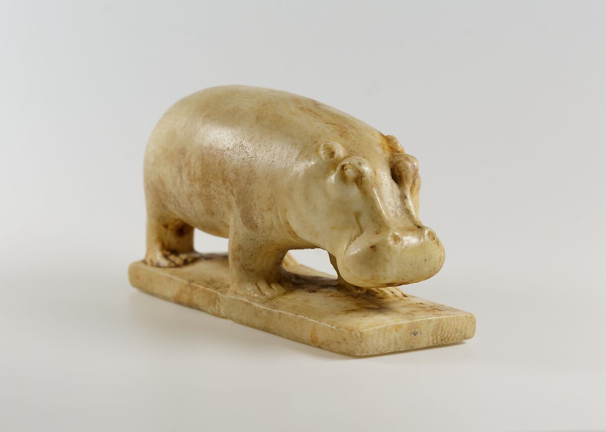 Hippopotamus figurine, Travertine (Egyptian alabaster)