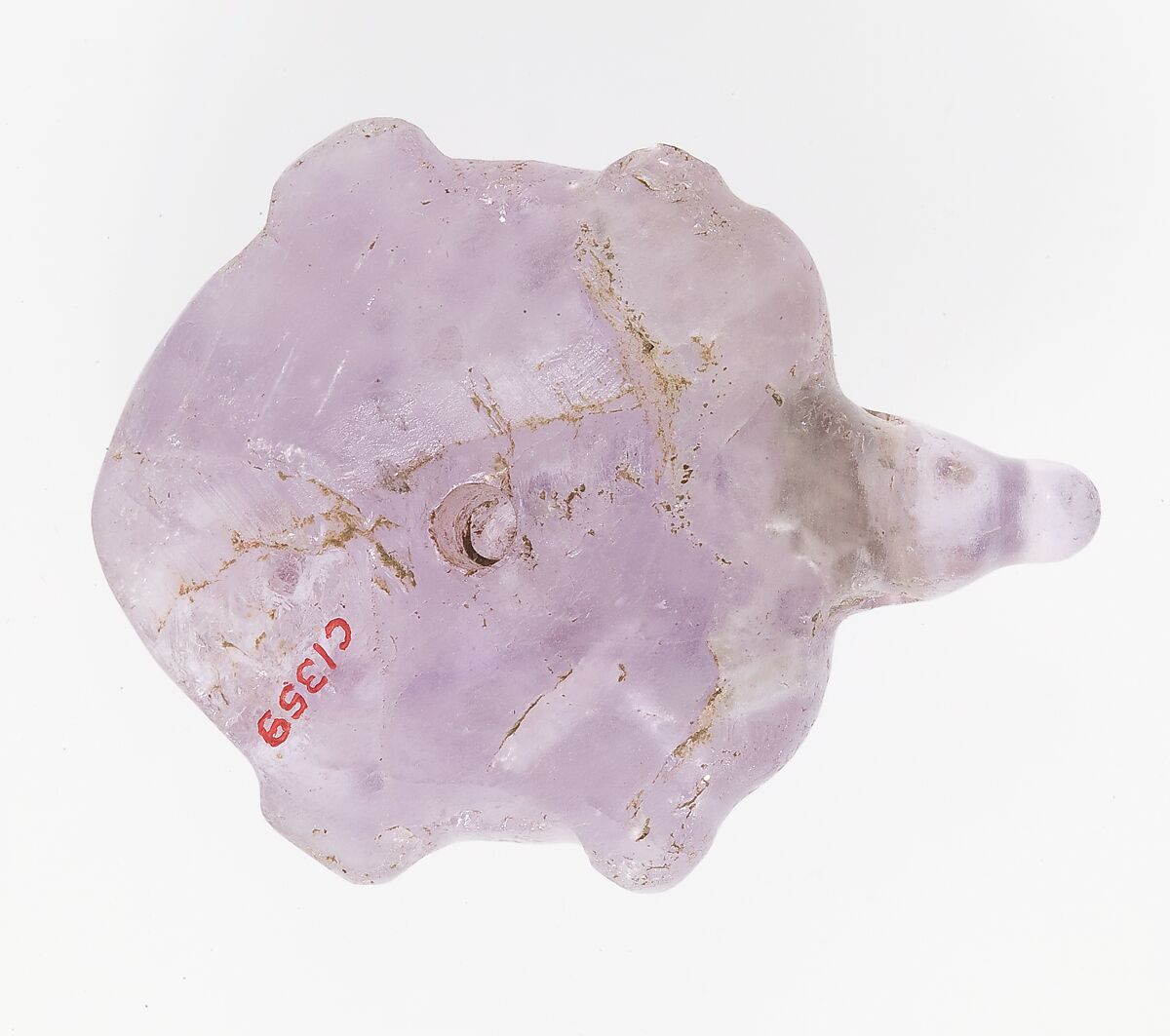 A small inlaid sculpture of a soft-shelled turtle, Amethyst, turquoise, lapis-lazuli, carnelian, adhesive