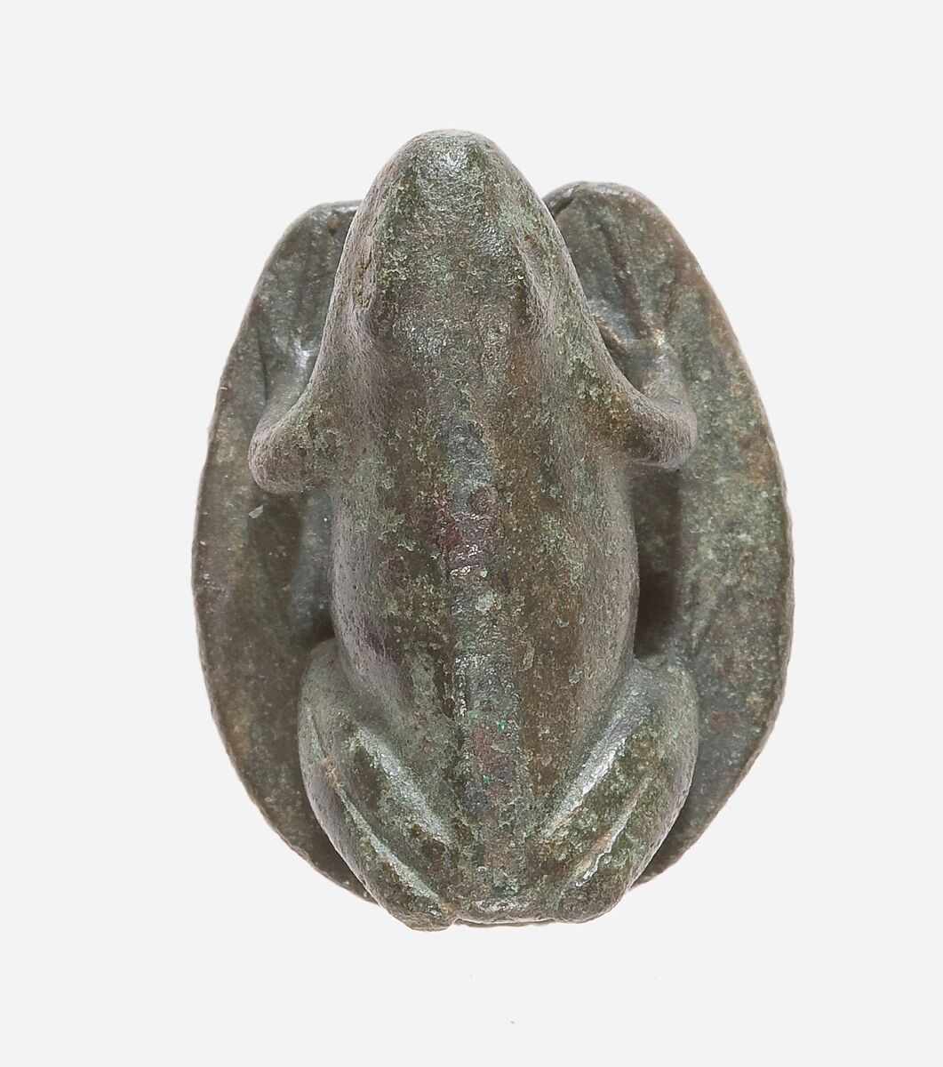 Frog on a lotus pad, perhaps a weight, Bronze or copper alloy