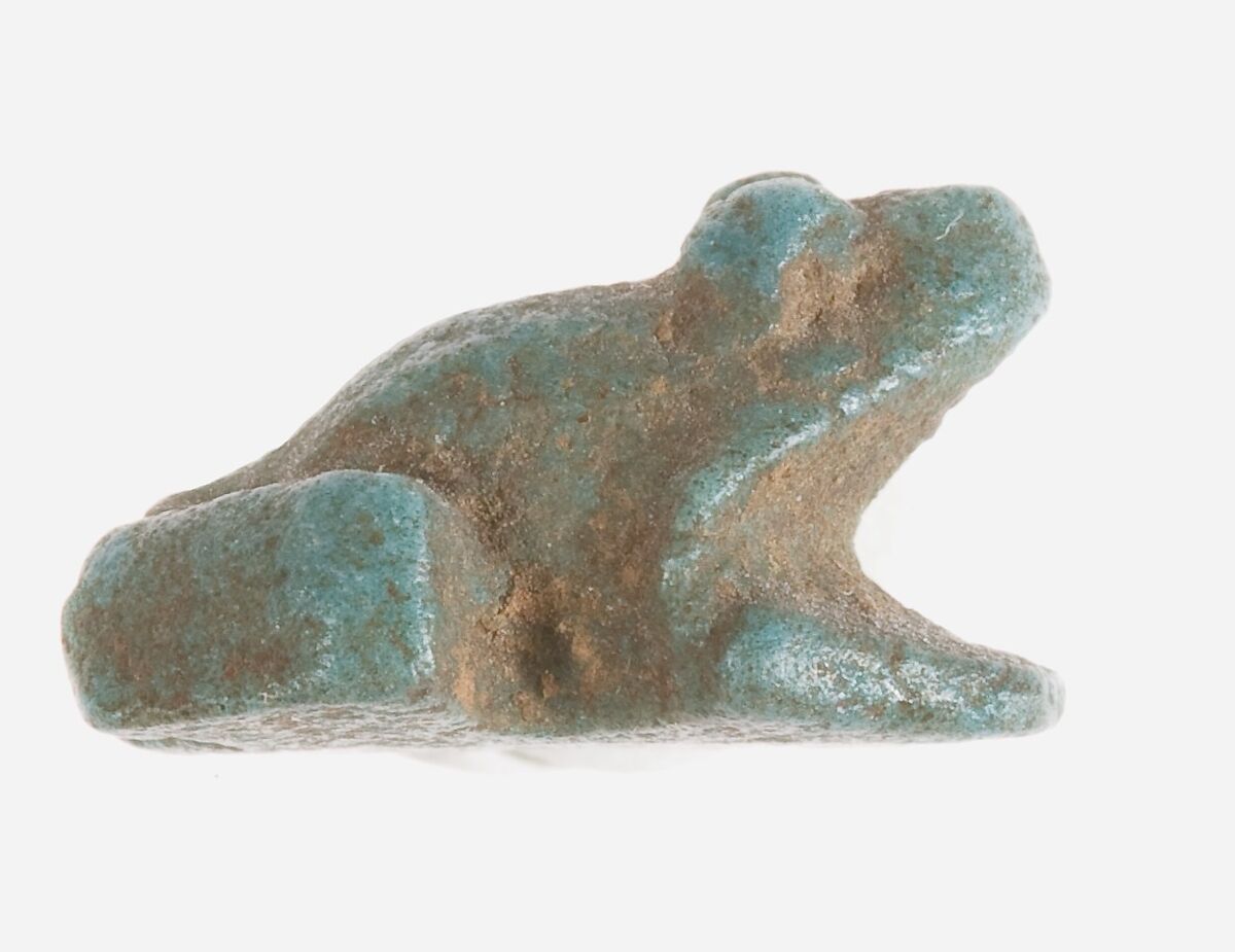 Frog amulet, Faience 