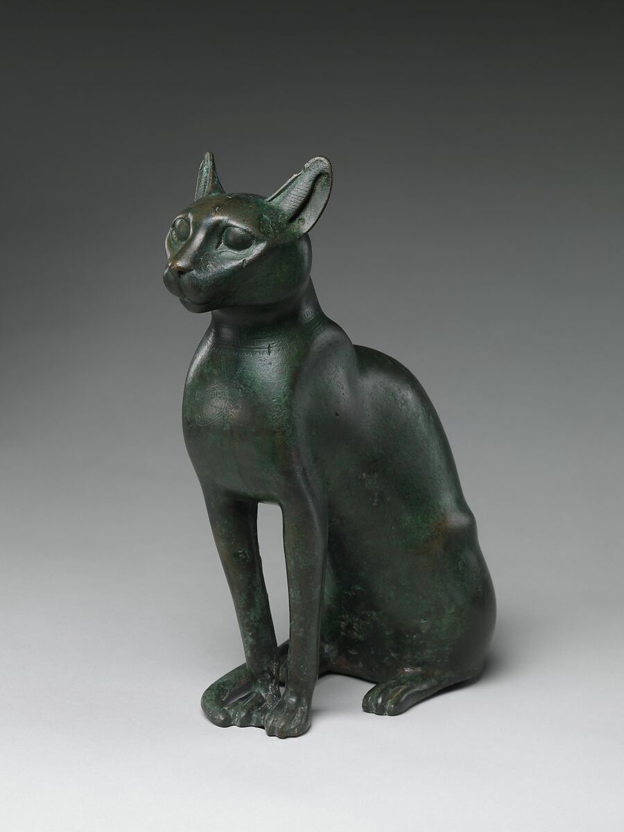 Cat Statuette intended to contain a mummified cat, Leaded bronze
