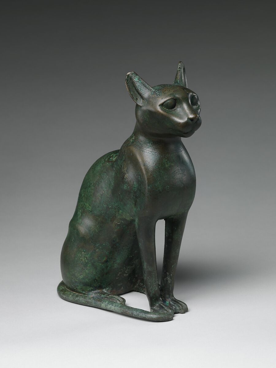 Cat Statuette intended to contain a mummified cat, Leaded bronze