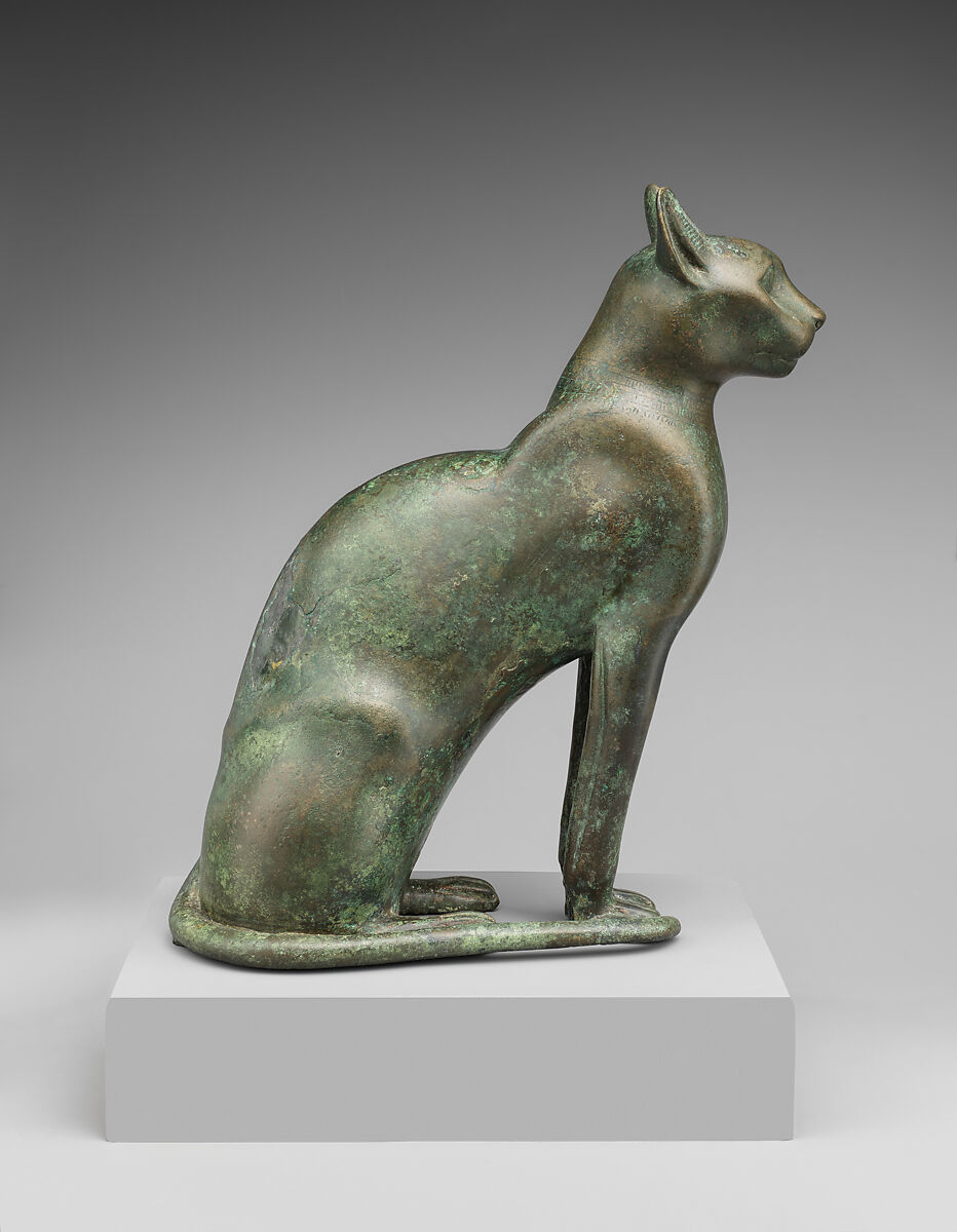 Cat Statuette intended to contain a mummified cat, Leaded bronze