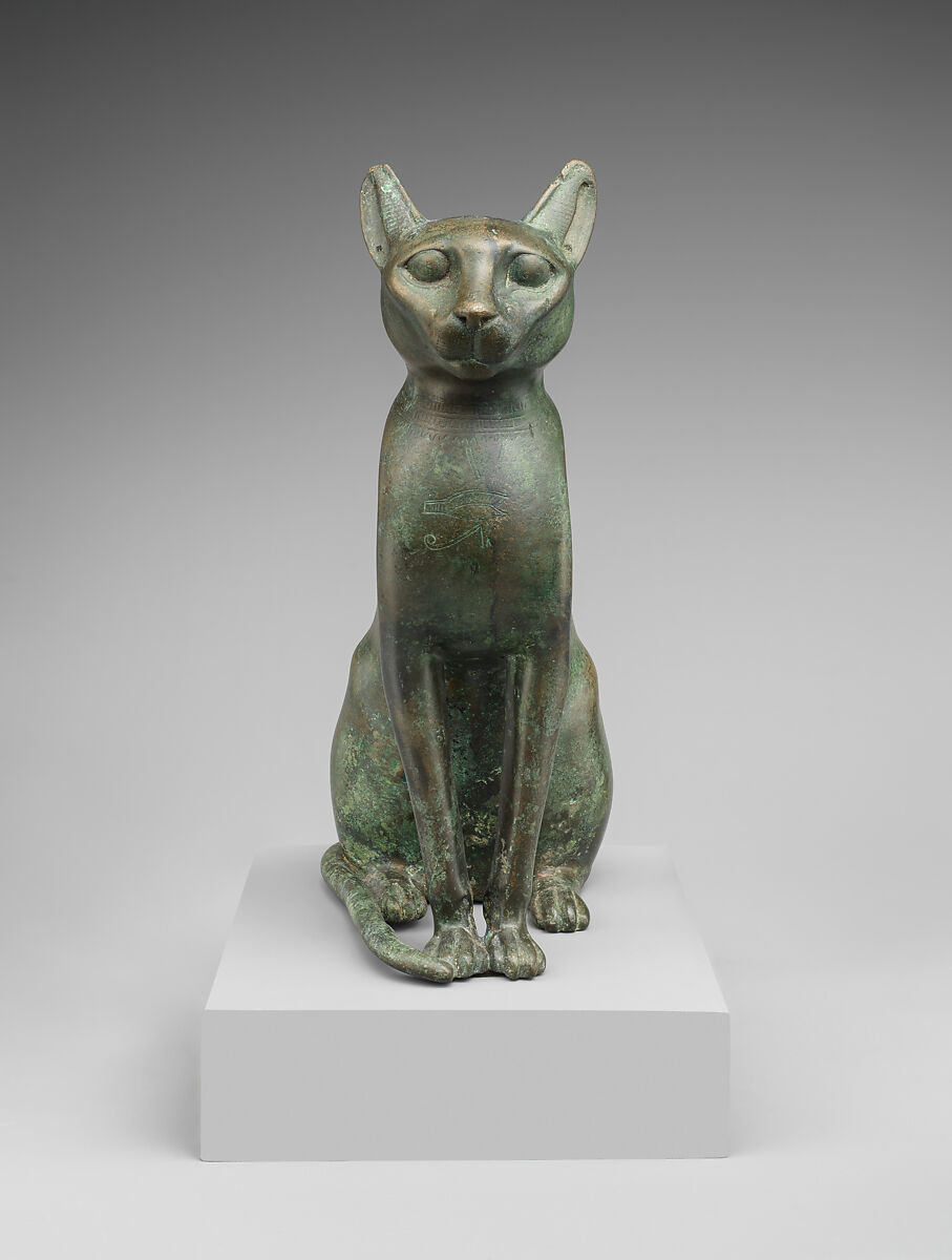 Cat Statuette intended to contain a mummified cat, Leaded bronze