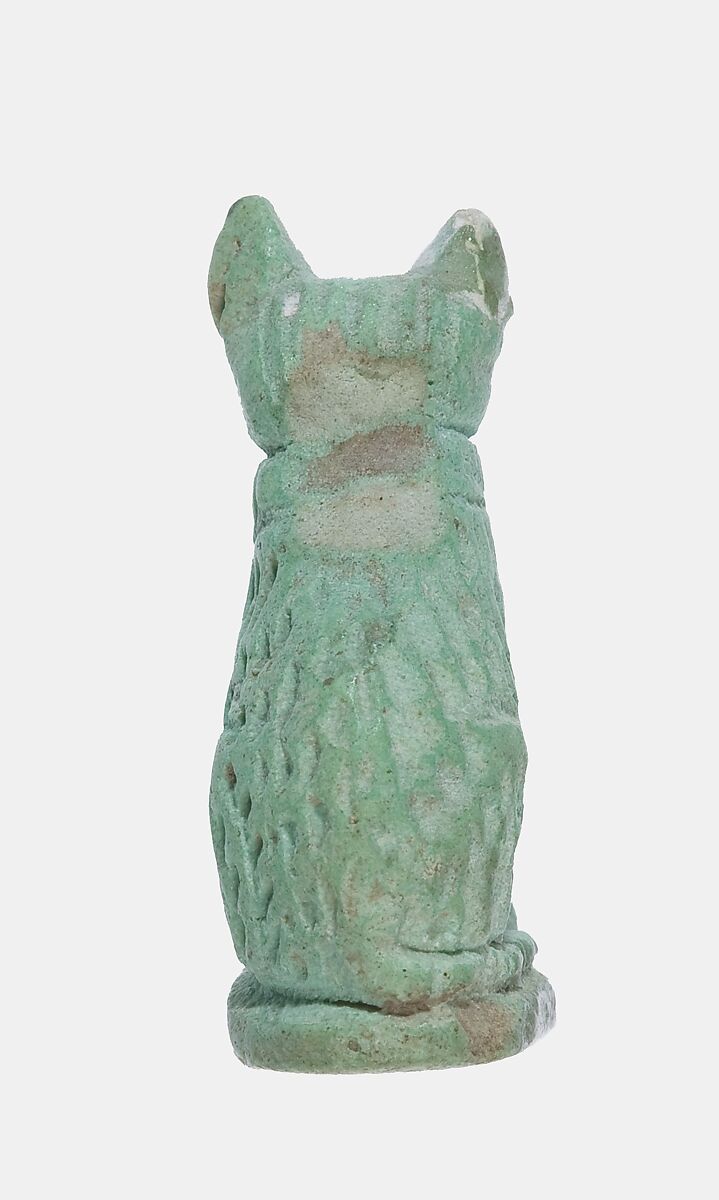 Cat amulet, Faience