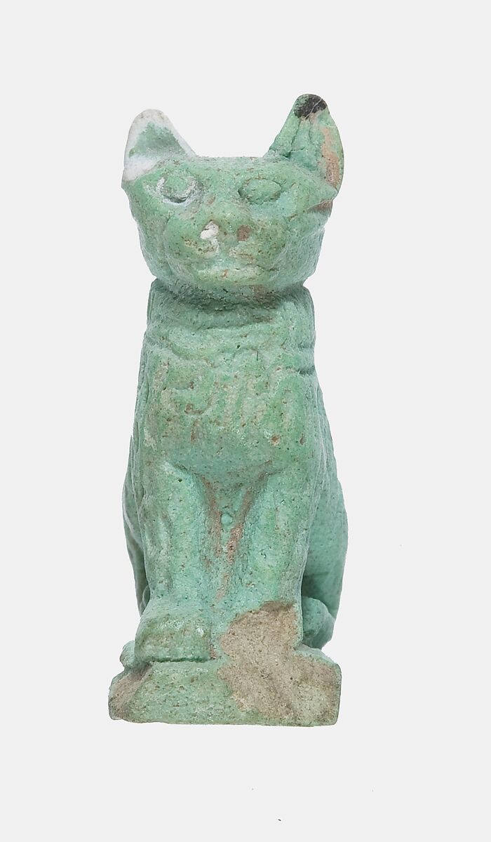 Cat amulet, Faience