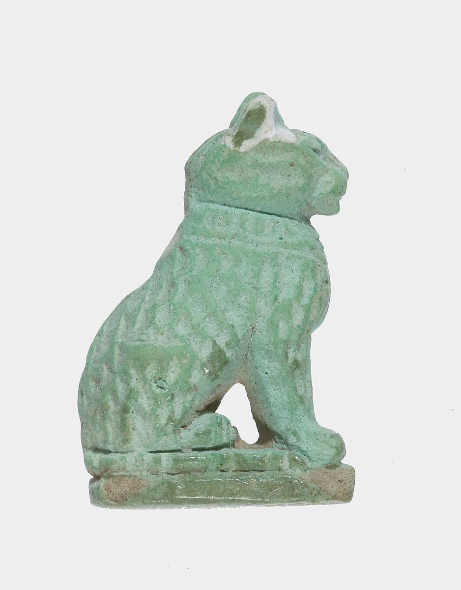 Cat amulet, Faience 