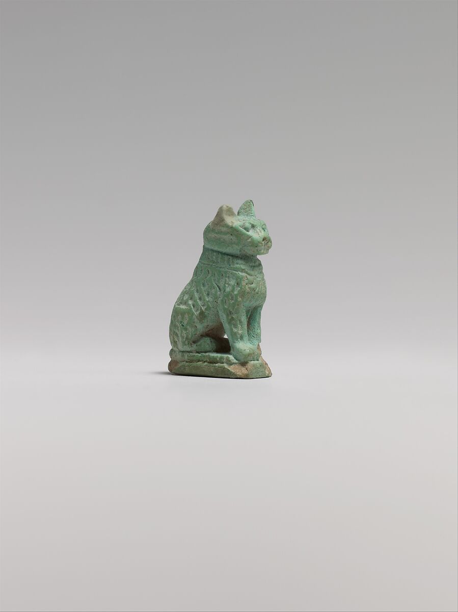 Cat amulet, Faience