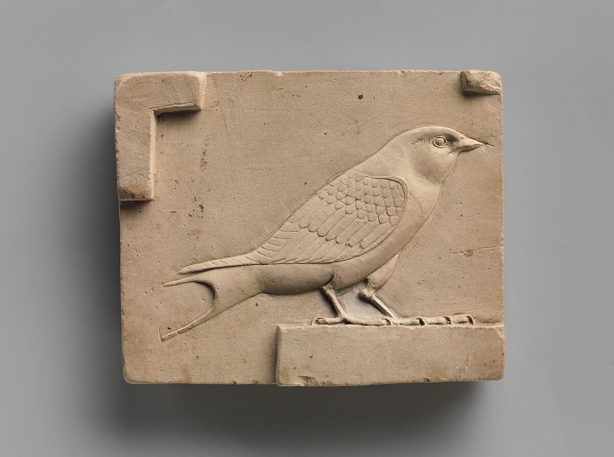 Relief plaque with a swallow, Limestone 