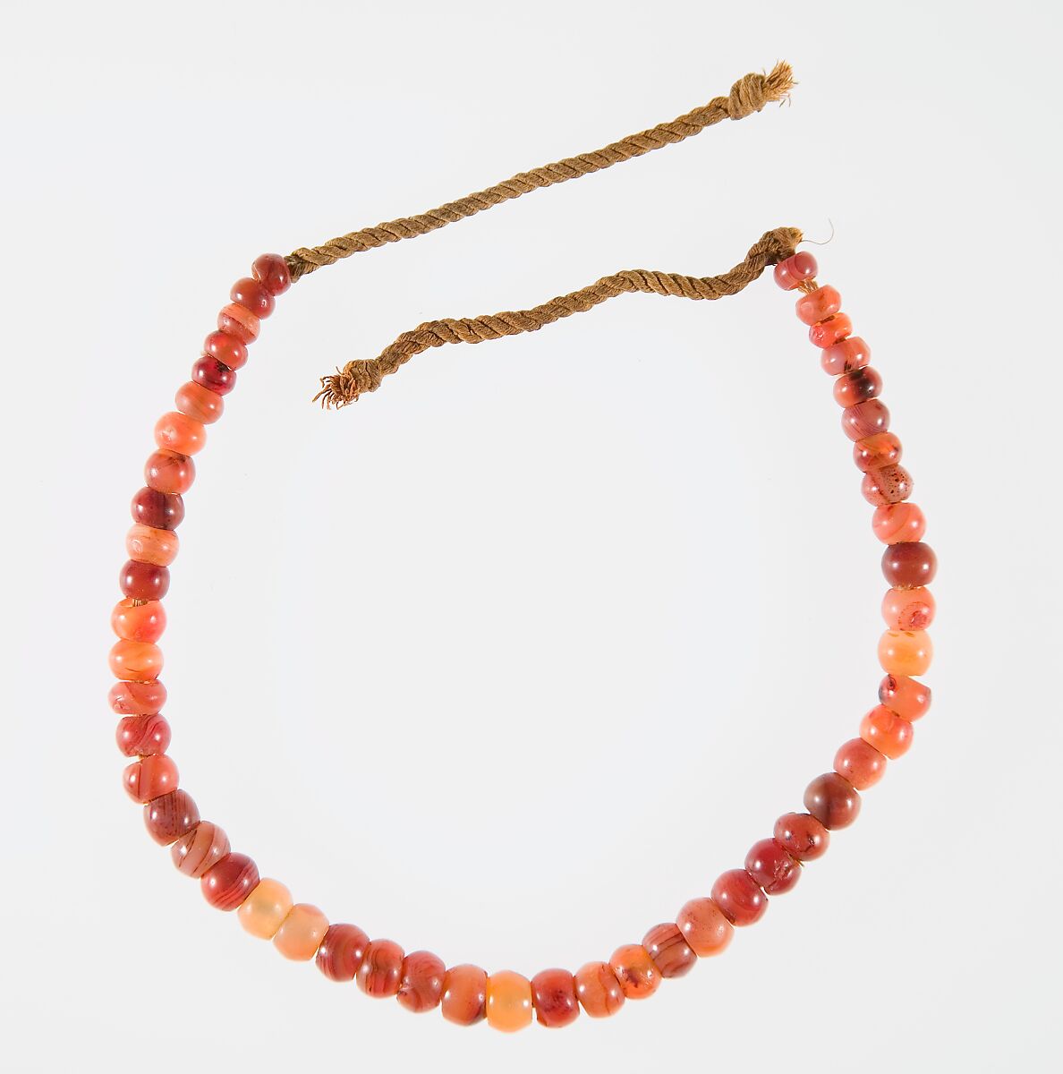 Carnelian Necklace of the Child Myt, Carnelian, twisted linen cord and original string 
