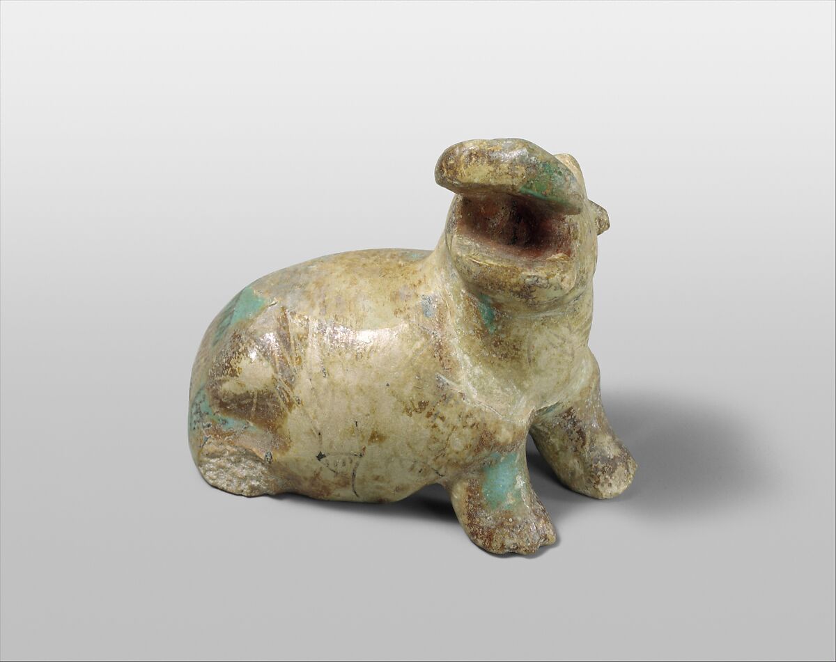 Hippopotamus figurine, Faience 