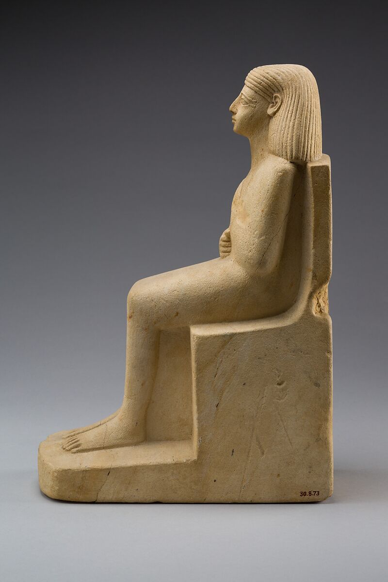 Statue of a Seated Man in a Cloak, Limestone