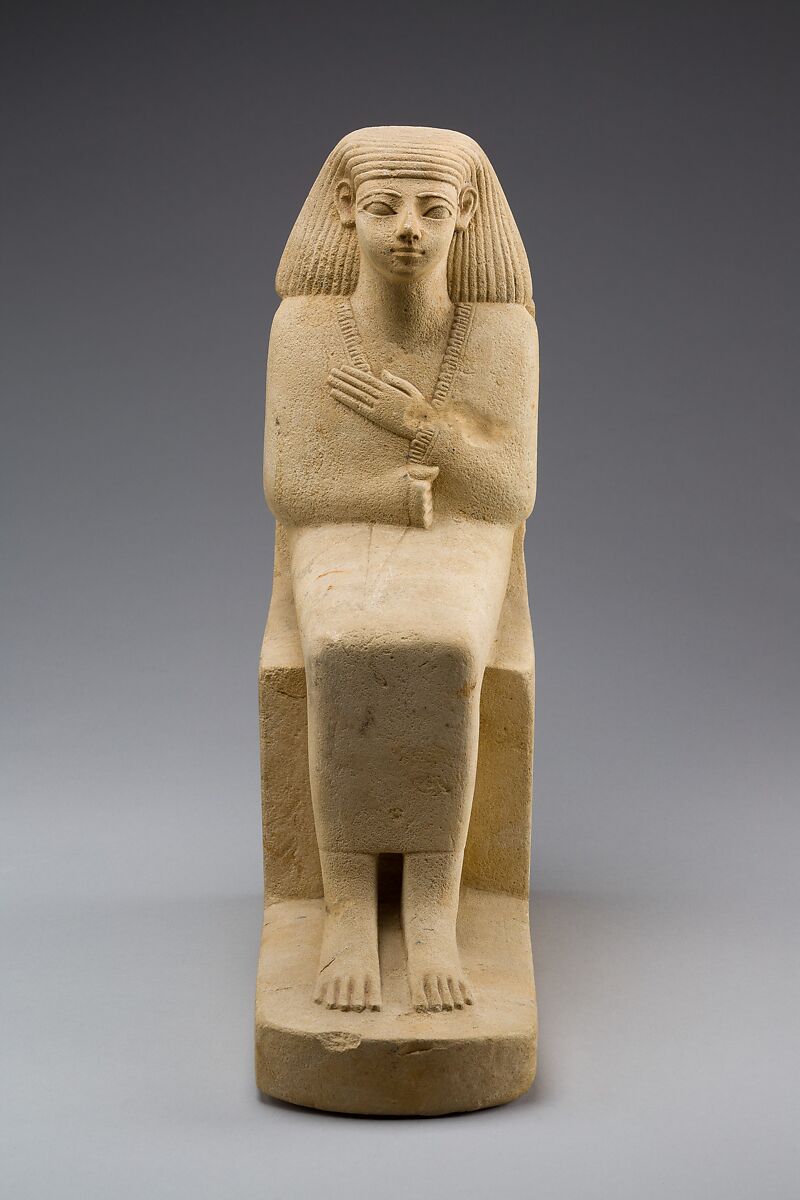 Statue of a Seated Man in a Cloak, Limestone