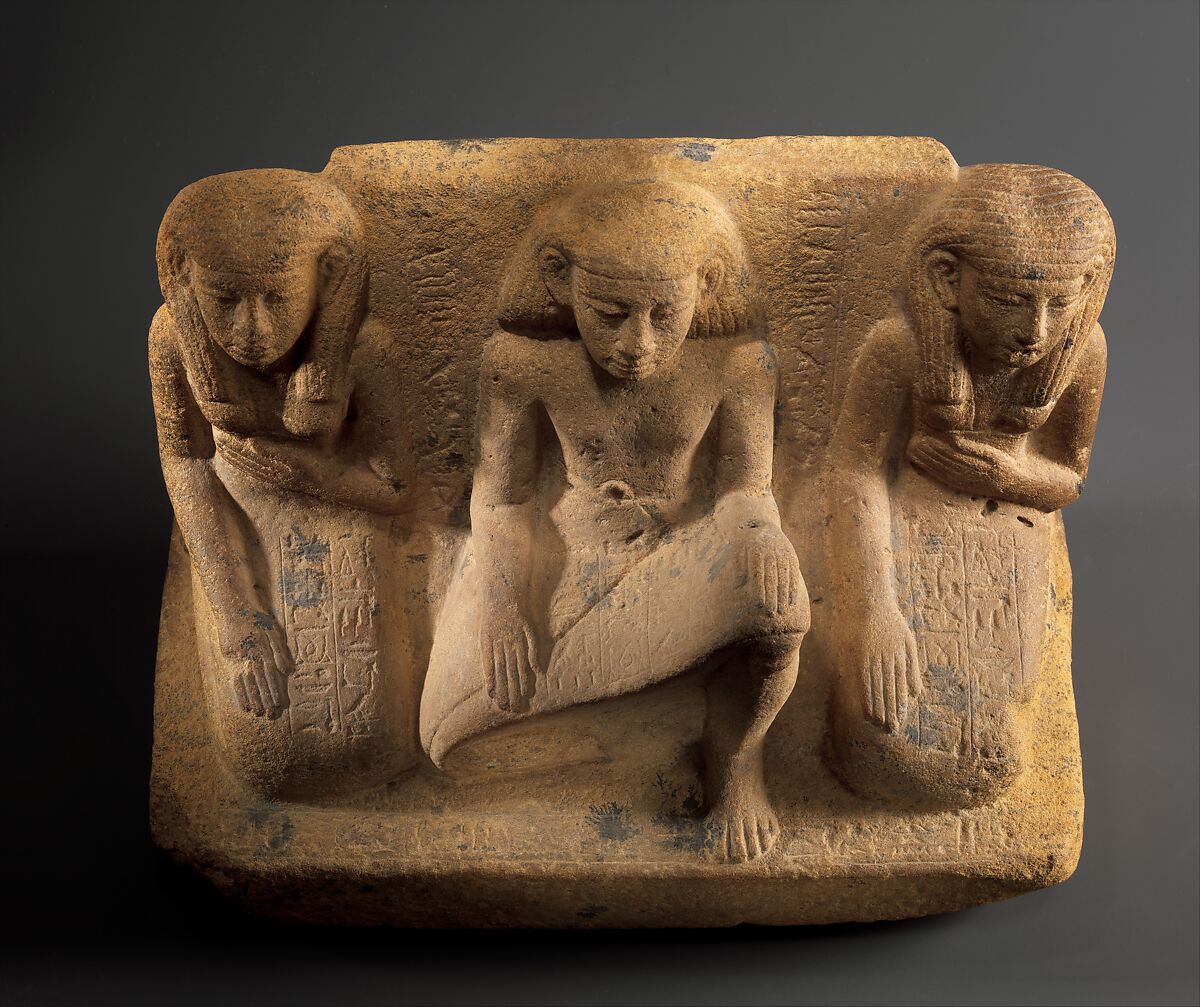 Statue of the Overseer of Stonemasons Senbebu and Family, Sandstone