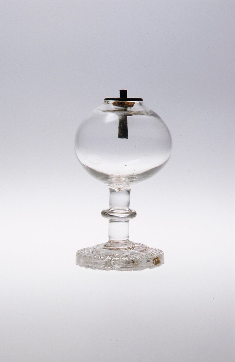 Whale Oil Lamp, Pressed and free-blown lead glass 