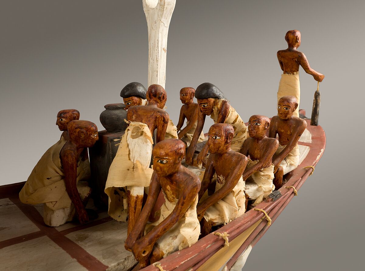 Kitchen Tender being Rowed, Wood, paint, plaster, linen twine and cloth