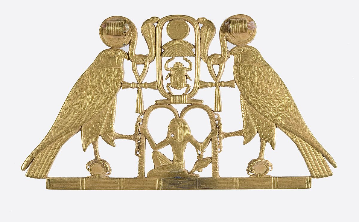 Pectoral and Necklace of Sithathoryunet with the Name of Senwosret II, Gold, carnelian, lapis lazuli, turquoise, garnet (pectoral)
Gold, carnelian, lapis lazuli, turquoise, green feldspar (necklace)