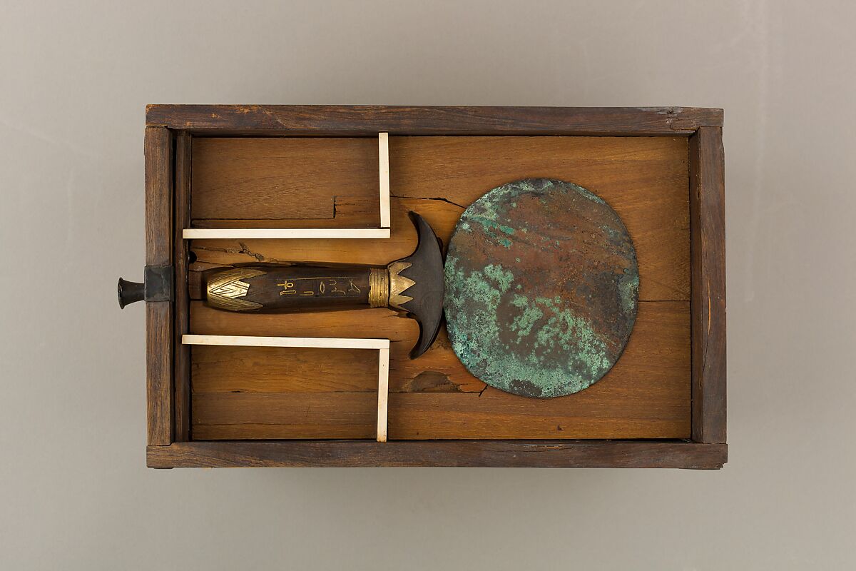 Mirror of the Chief of the Southern Tens Reniseneb, Unalloyed copper, gold, ebony