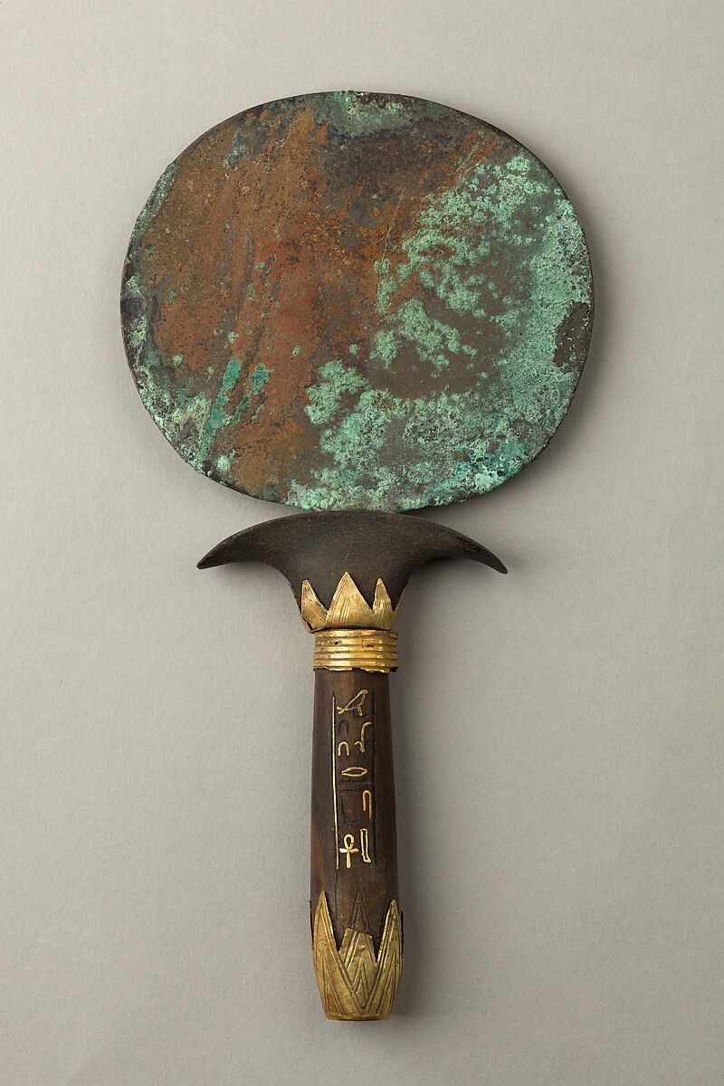 Mirror of the Chief of the Southern Tens Reniseneb, Unalloyed copper, gold, ebony 