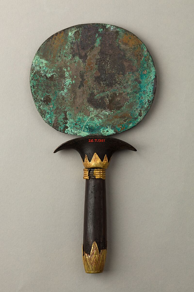 Mirror of the Chief of the Southern Tens Reniseneb, Unalloyed copper, gold, ebony