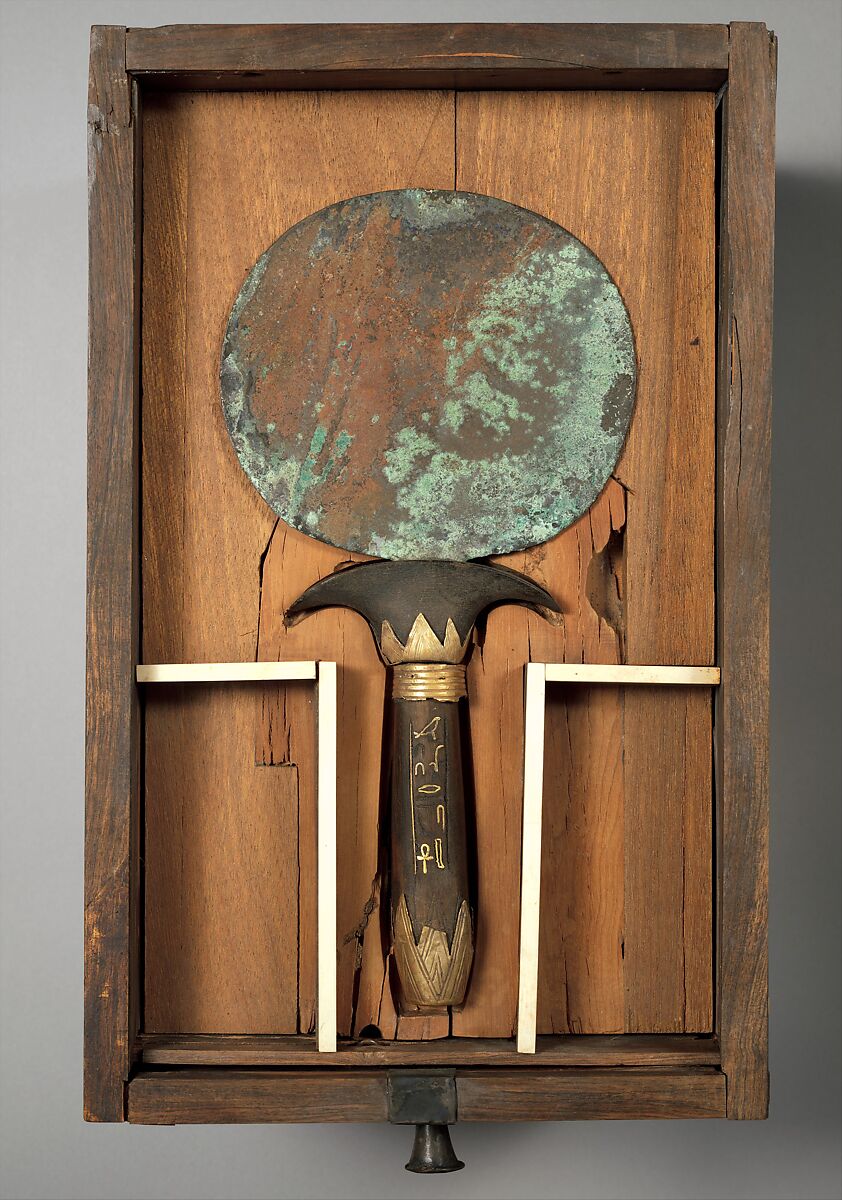 Mirror of the Chief of the Southern Tens Reniseneb, Unalloyed copper, gold, ebony