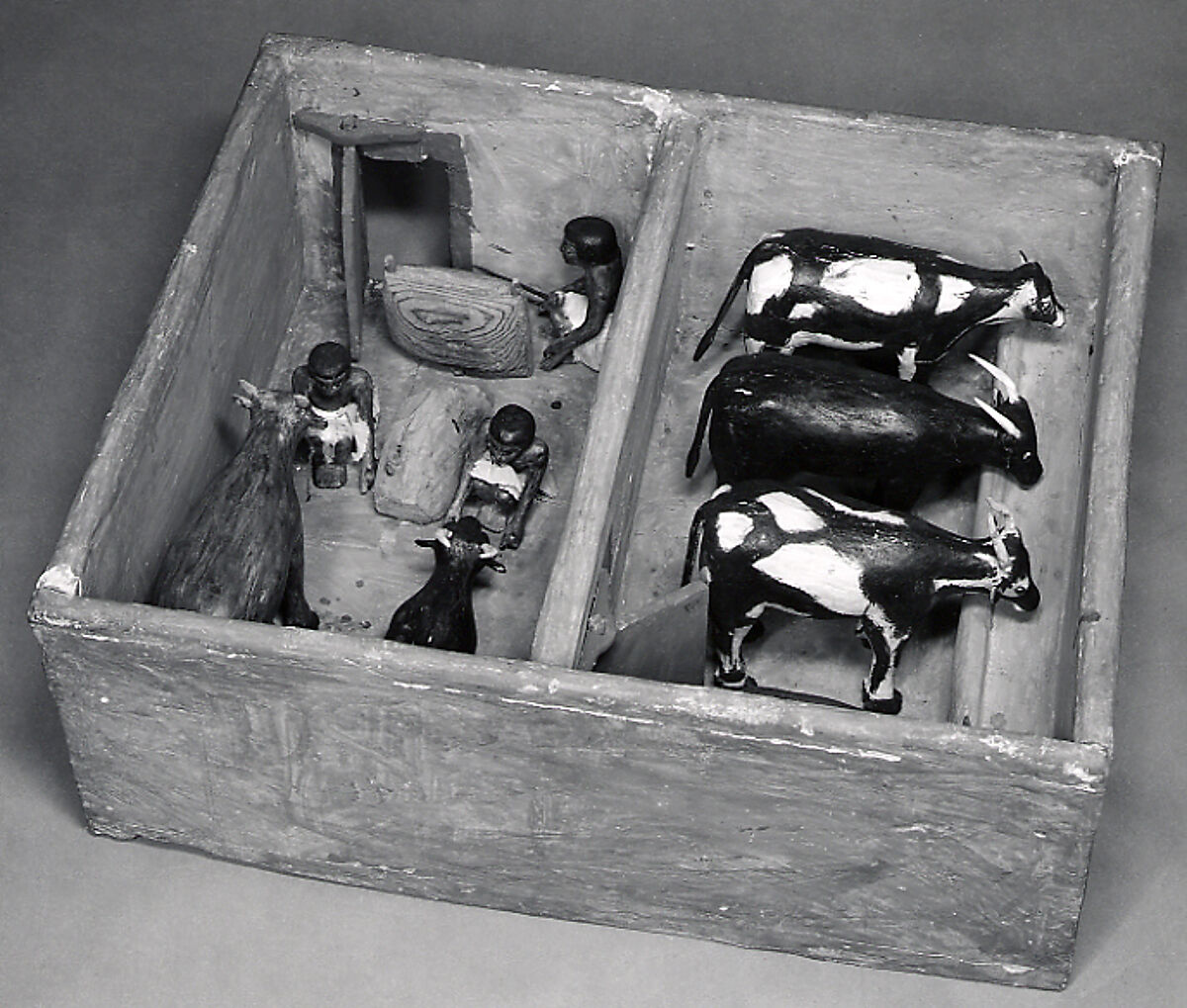 Model Cattle stable from the tomb of Meketre, Plastered and painted wood, gesso