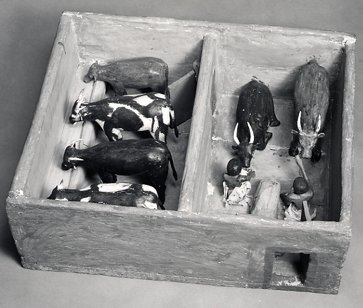 Model Cattle stable from the tomb of Meketre, Plastered and painted wood, gesso