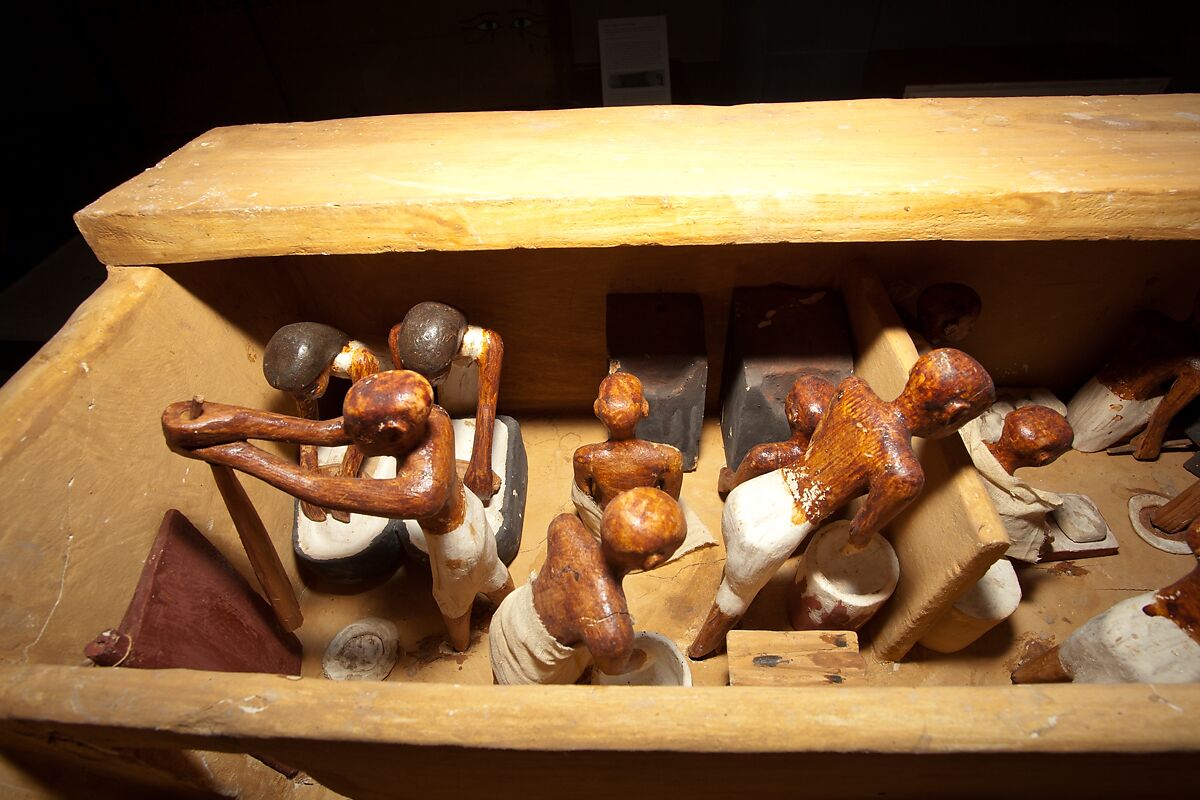 Model Bakery and Brewery from the Tomb of Meketre, Wood, gesso, paint, linen