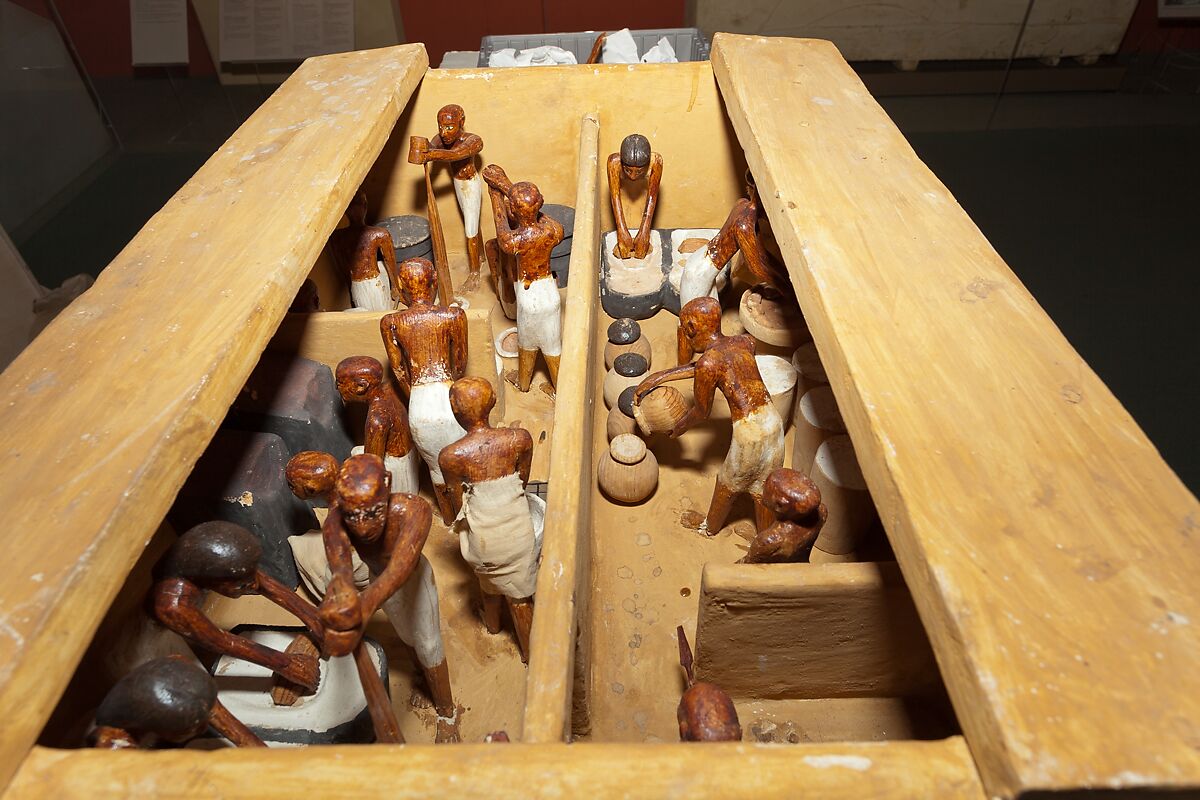 Model Bakery and Brewery from the Tomb of Meketre, Wood, gesso, paint, linen