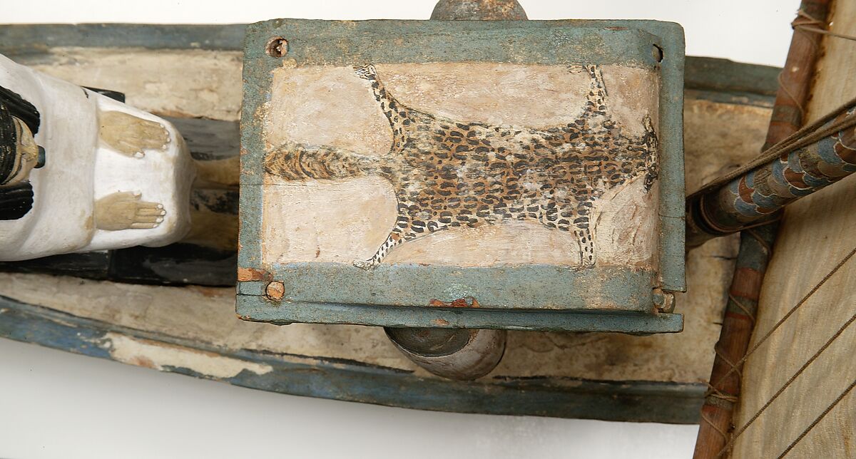 Model boat, Plastered and painted wood, linen