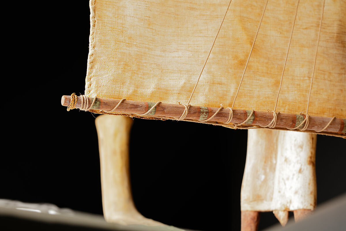 Model boat, Plastered and painted wood, linen