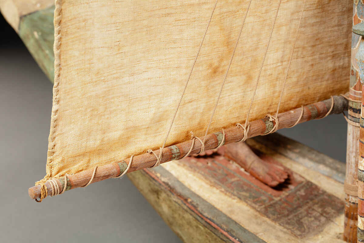 Model boat, Plastered and painted wood, linen