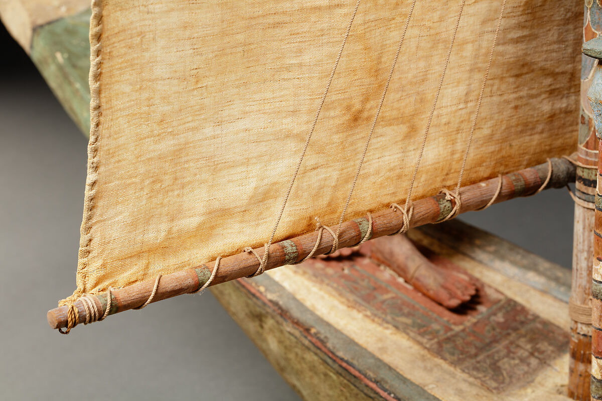 Model boat, Plastered and painted wood, linen