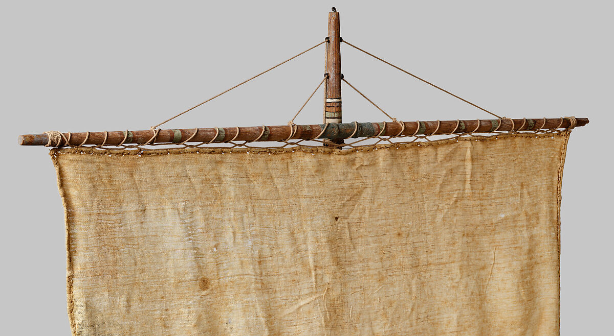 Model boat, Plastered and painted wood, linen