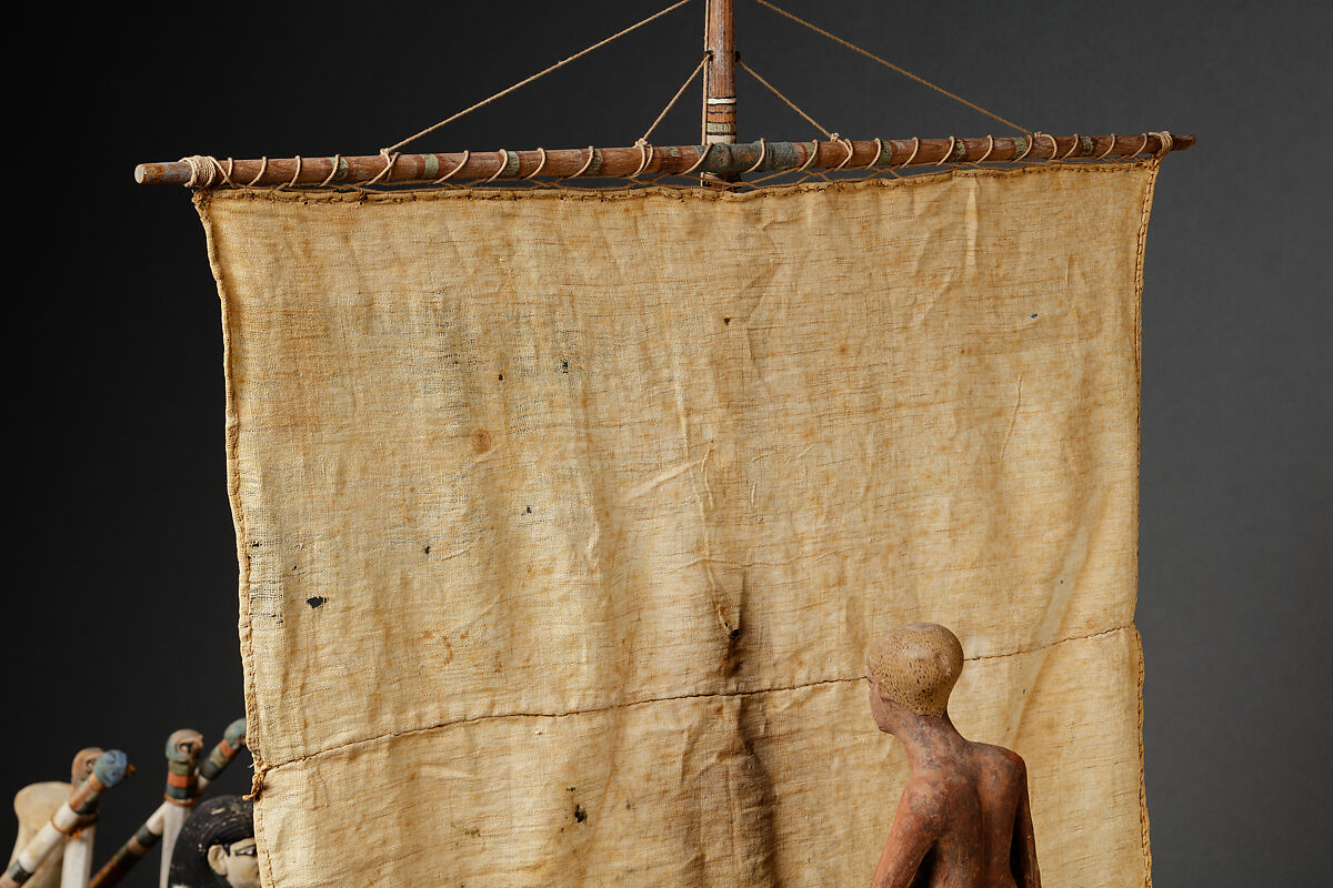 Model boat, Plastered and painted wood, linen