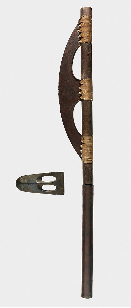 Battle-ax, Bronze, restored shaft and lashing