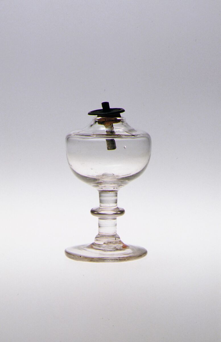 Whale Oil Lamp, Pressed and free-blown lead glass 