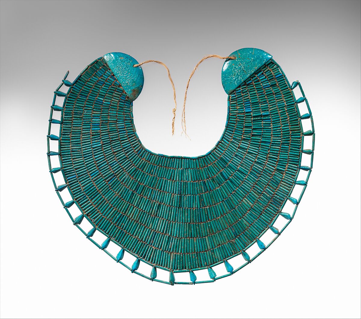 Broad Collar of Wah, Faience, linen thread 