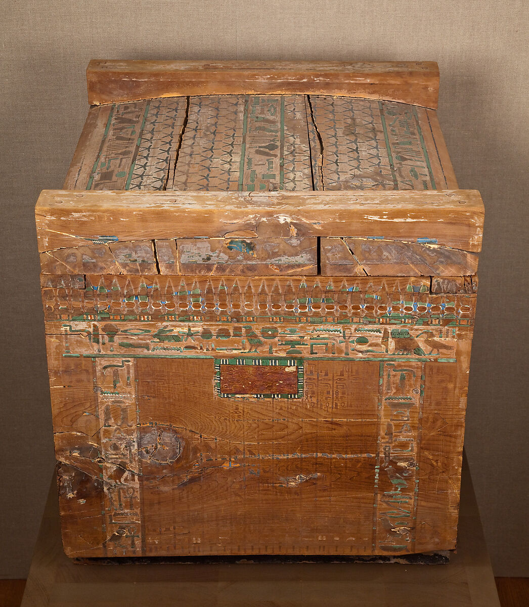 Canopic chest of Hapiankhtifi, Painted and gilded wood (Juniperus sp.) 