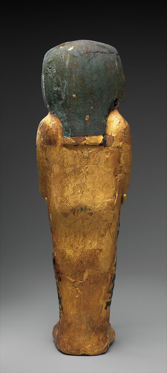 Shabti of Wahneferhotep, Wood, paint, gold leaf
