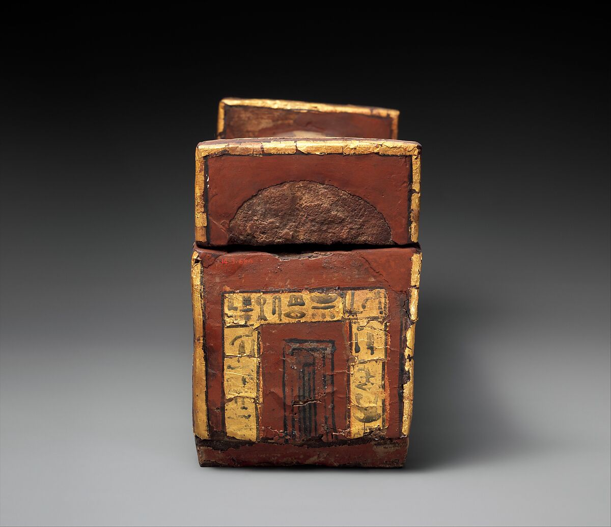 Shabti coffin of Wahneferhotep, Wood, paint, gold leaf.