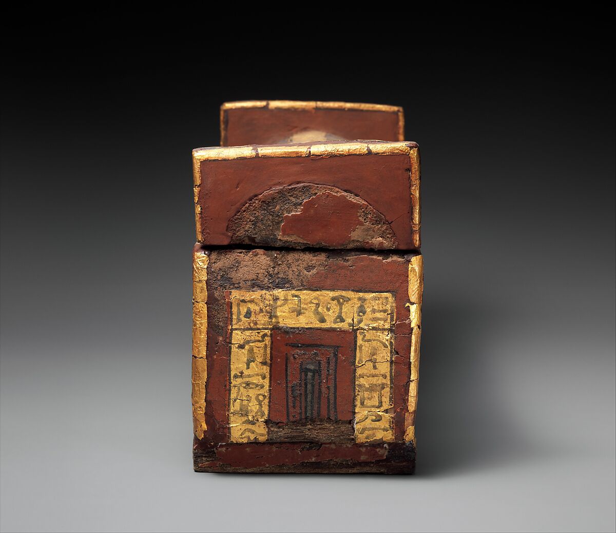 Shabti coffin of Wahneferhotep, Wood, paint, gold leaf.