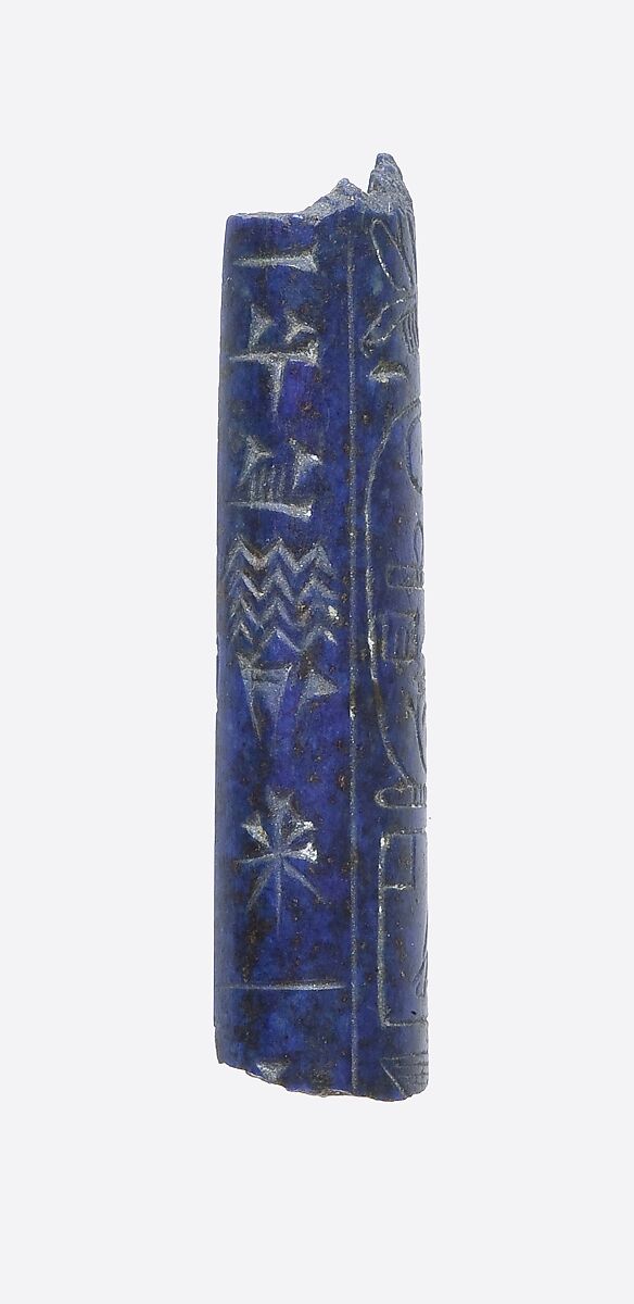 Bilingual Cylinder Seal, Lapis-lazuli
