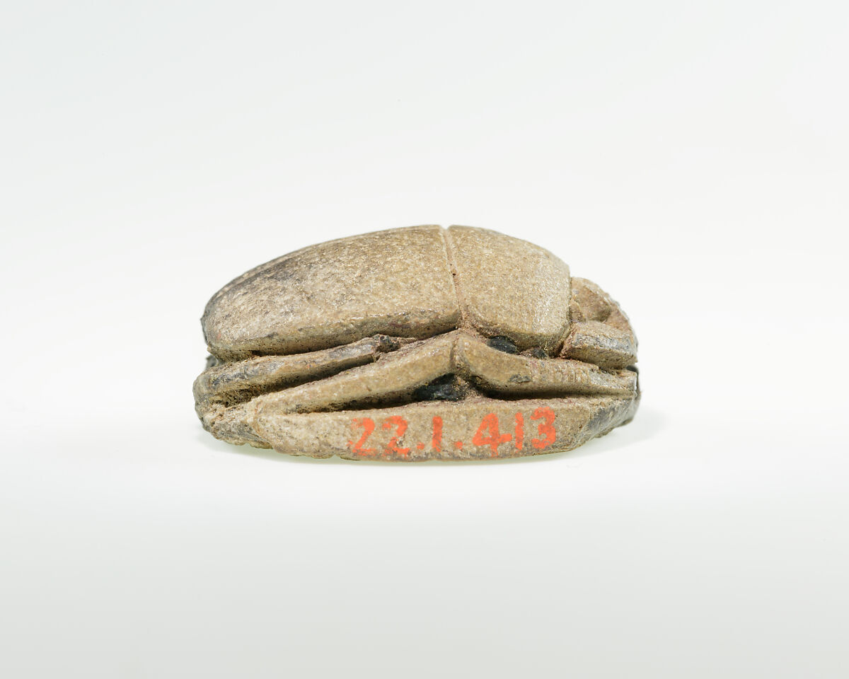 Scarab of Sebekhotep III, Steatite, traces of green glaze